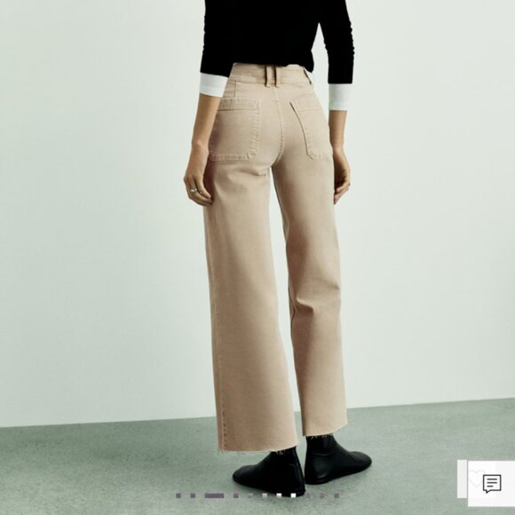 Mango Catherin High-Rise Culotte Wide Leg Raw Hem Jeans 16 - Picture 3 of 16